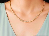 Gouden tenniscollier met briljant geslepen diamanten 16.00 carat - afbeelding 2 van  8