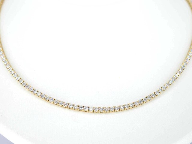 Gouden tenniscollier met briljant geslepen diamanten van 10.00 carat - afbeelding 1 van  8