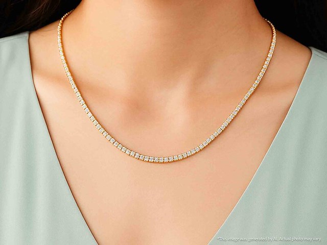 Gouden tenniscollier met briljant geslepen diamanten van 10.00 carat - afbeelding 2 van  8