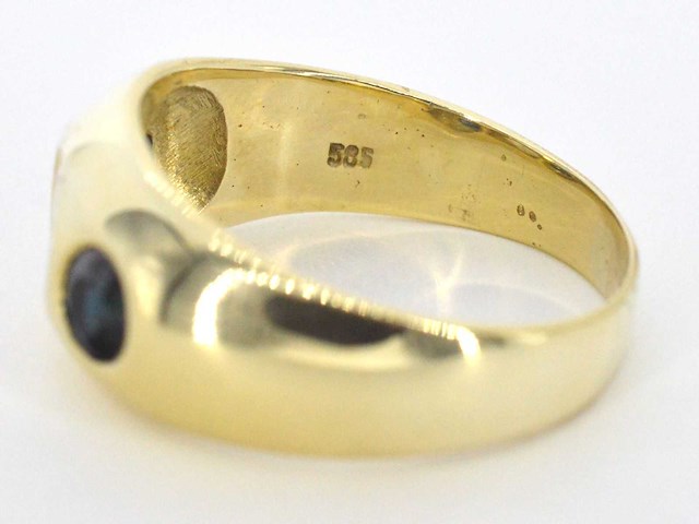 Gouden tiffany herenring diamant saffier - afbeelding 2 van  11