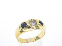 Gouden tiffany herenring diamant saffier - afbeelding 6 van  11
