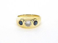 Gouden tiffany herenring diamant saffier - afbeelding 8 van  11