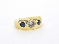 Gouden tiffany herenring diamant saffier - afbeelding 10 van  11