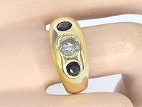 Gouden tiffany herenring diamant saffier - afbeelding 11 van  11