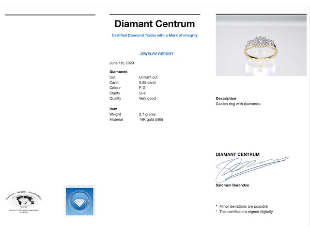 Gouden trinity ring met diamanten - afbeelding 3 van  6