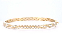 Gouden vaste armband met briljant geslepen diamant - afbeelding 1 van  9
