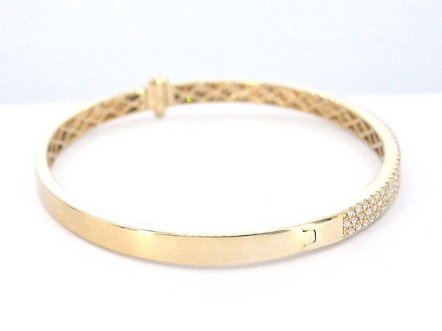 Gouden vaste armband met briljant geslepen diamant - afbeelding 8 van  9