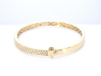 Gouden vaste armband met briljant geslepen diamant - afbeelding 6 van  9