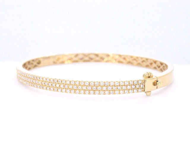Gouden vaste armband met briljant geslepen diamant - afbeelding 3 van  8