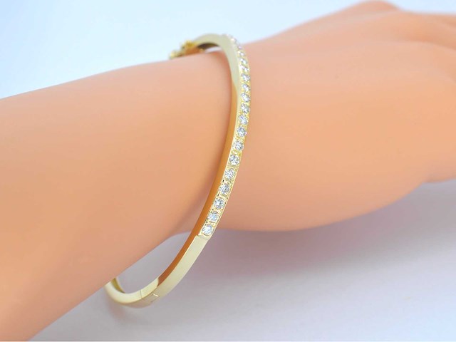 Gouden vaste armband met briljant geslepen diamanten - afbeelding 2 van  9