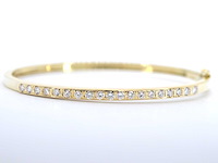 Gouden vaste armband met briljant geslepen diamanten - afbeelding 6 van  9