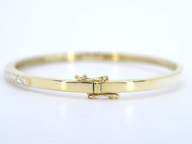 Gouden vaste armband met briljant geslepen diamanten - afbeelding 7 van  9