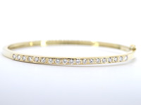 Gouden vaste armband met briljant geslepen diamanten - afbeelding 6 van  10