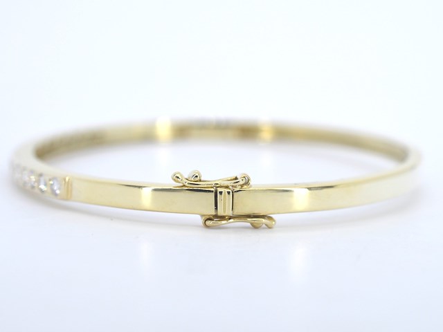Gouden vaste armband met briljant geslepen diamanten - afbeelding 7 van  10