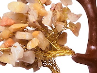 Goudkleurige boom sculptuur - gedecoreerd met authentieke citrine stenen - afbeelding 3 van  5