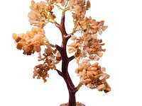 Goudkleurige boom sculptuur - gedecoreerd met authentieke citrine stenen - afbeelding 1 van  5