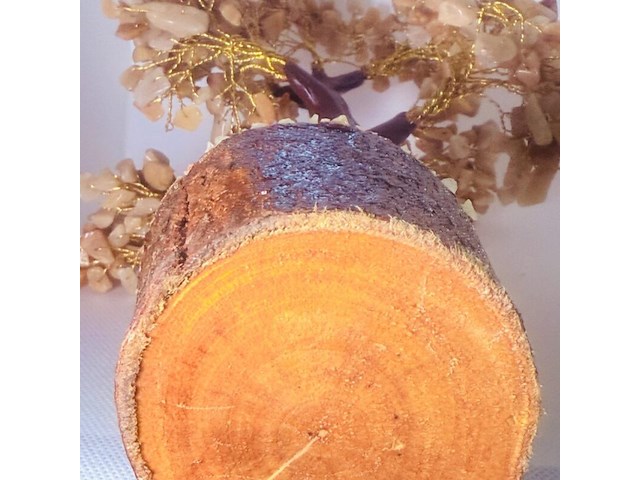 Goudkleurige boom sculptuur - gedecoreerd met authentieke citrine stenen - afbeelding 2 van  5
