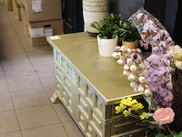 Goudkleurige dekenkist. afmeting 110 x 48 x 54 cm. - afbeelding 2 van  3