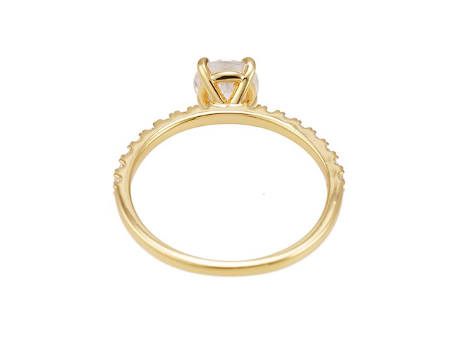 Goudkleurige pavé ring met briljanten - afbeelding 5 van  6