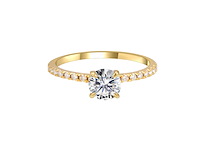 Goudkleurige ring met pavézetting bezet met briljanten - afbeelding 4 van  6