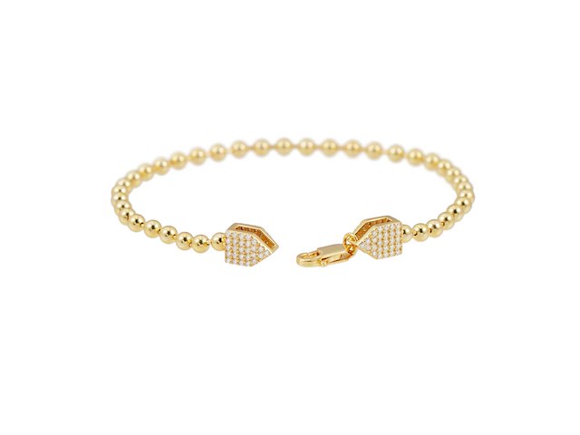 Goudkleurige ronde armband met briljanten - afbeelding 2 van  2