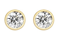 Goudkleurige solitaire oorbellen bezet met briljanten 2.00 carat - afbeelding 8 van  9