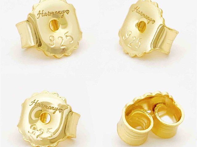 Goudkleurige solitaire oorbellen bezet met briljanten 2.00 carat - afbeelding 9 van  9