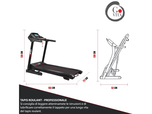 Govita elektrische loopbandopvouwbaar16 km/uautomatische helling2 hp - afbeelding 1 van  6