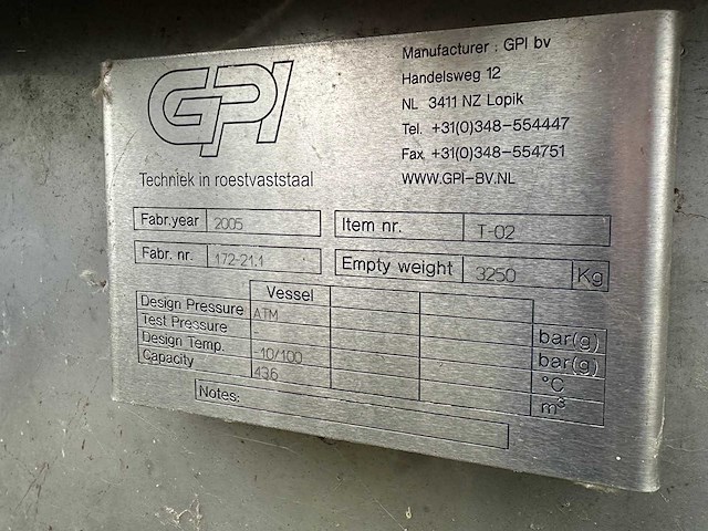 Gpi t-02 rvs tank - afbeelding 5 van  5