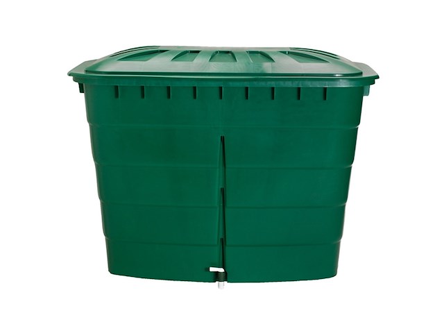 Graf 501207520 l vierkante regenton met deksel en kraan groen - afbeelding 1 van  3
