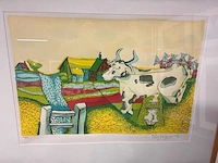 Grafiek “patty harpenau- koe in landschap “ - afbeelding 6 van  7