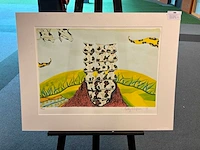 Grafiek “patty harpenau- koe op stapel iii”