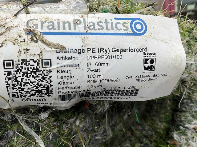 Grainplastics rol drainagebuis ø 60mm (6x) - afbeelding 3 van  5