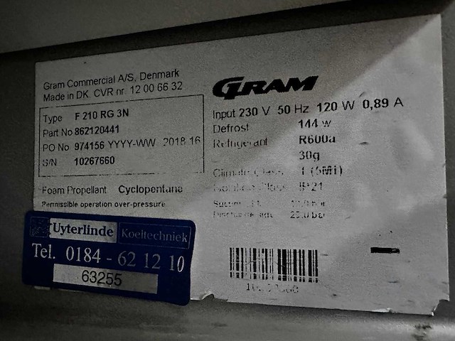 Gram - f210 rg 3n - vriezer - afbeelding 5 van  5