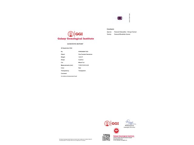 Granaat - 1.63 carat natuurlijke almandien pyroop granaat - afbeelding 2 van  2