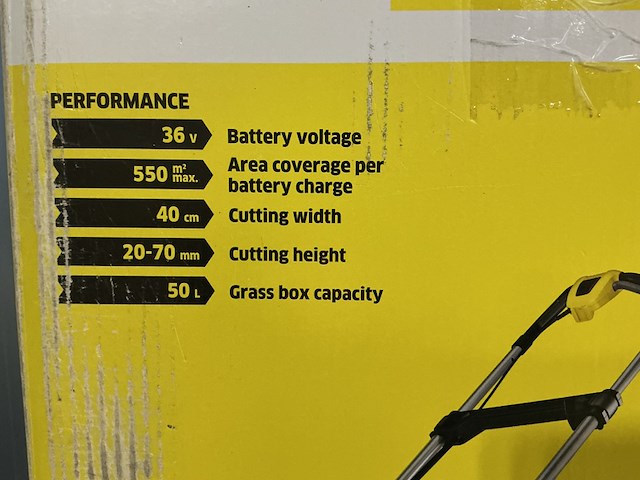 Grasmaaier kärcher, lmo36-40 battery set, geel/zwart - afbeelding 5 van  6