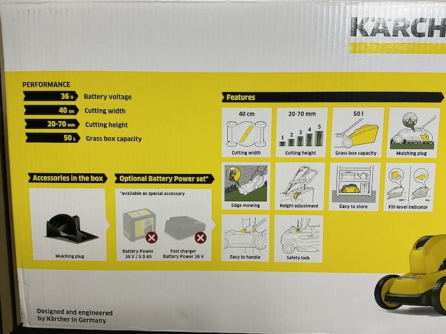 Grasmaaier kärcher, lom 36-40, geel/zwart - afbeelding 4 van  5