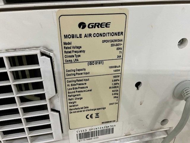 Gree gpcn12a2nk3aa mobiele airco (3x) - afbeelding 5 van  5
