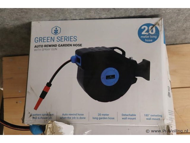 Green series automatisch oprolbare tuinslanghaspel, 20mtr - nieuw - afbeelding 1 van  7