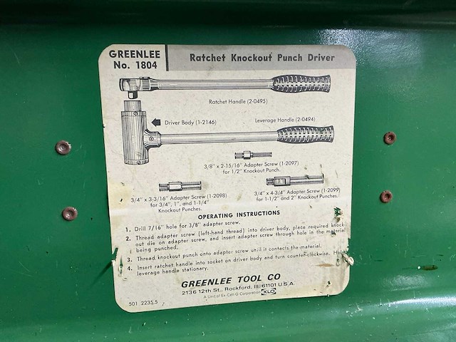 Greenlee 1804 knockout punch driver - afbeelding 7 van  7