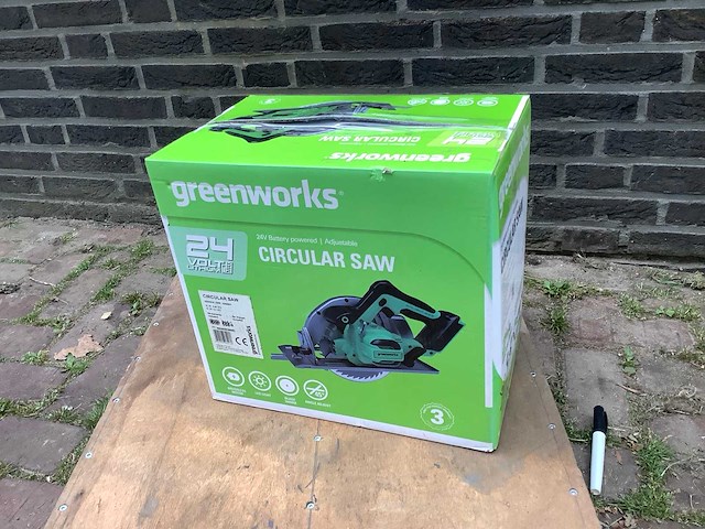 Greenworks gd24 accu cirkelzaag - afbeelding 1 van  3