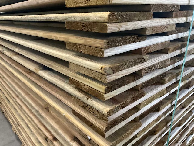 Grenen - 17-planks - houten tuinscherm geïmpregneerd 180x180 cm (2x) - afbeelding 3 van  6