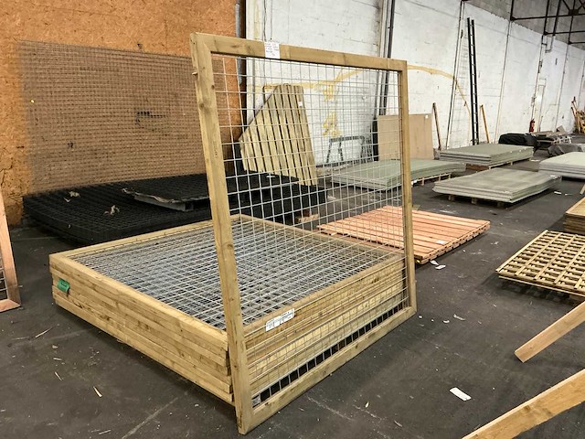 Grenen betonijzer trellis in kader hek 180x180 cm (9x) - afbeelding 3 van  8