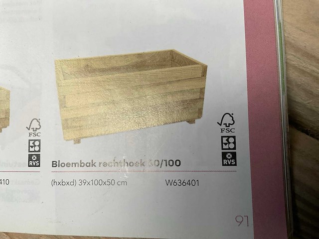 Grenen bloembak geïmpregneerd - 100x50x39 cm (2x) - afbeelding 5 van  7