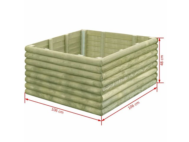 Grenen bloembak geïmpregneerd - 106x106x48 cm - afbeelding 2 van  2
