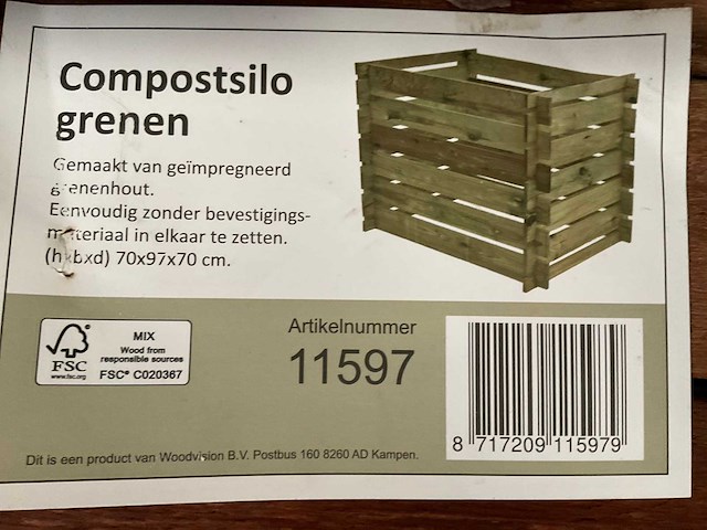 Grenen compostsilo geïmpregneerd - 97x70x70 cm (2x) - afbeelding 2 van  2