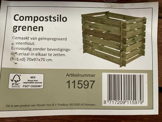 Grenen compostsilo geïmpregneerd - 97x70x70 cm (2x) - afbeelding 2 van  2