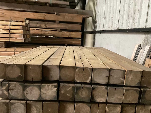 Grenen geïmpregneerde tuinpaal 155x12x12 cm (15x) - afbeelding 2 van  4