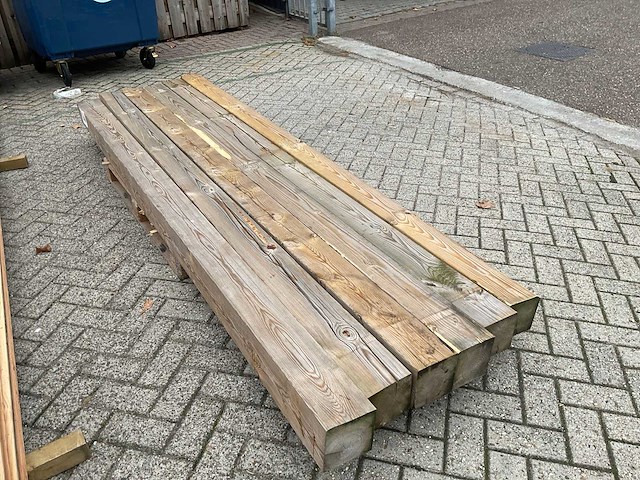 Grenen geïmpregneerde tuinpaal 30x14x14 cm (5x) - afbeelding 1 van  14