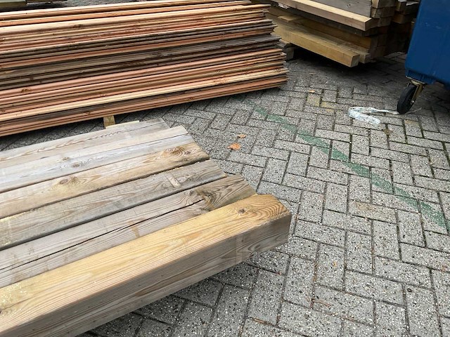 Grenen geïmpregneerde tuinpaal 30x14x14 cm (5x) - afbeelding 12 van  14